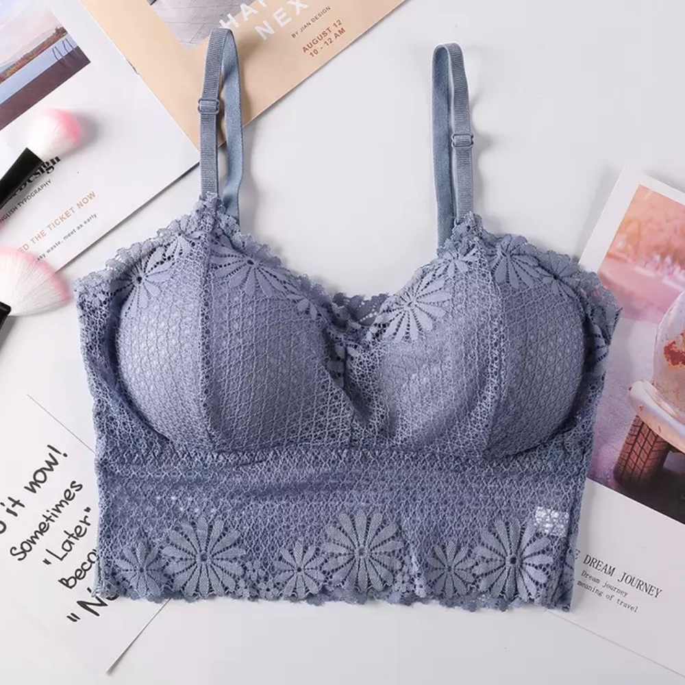 Seamless Lace Bralette Livid Blue Color